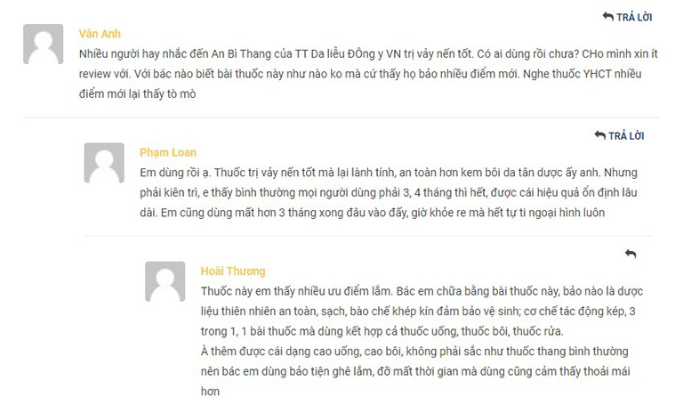 Nhiều đối tượng bệnh nhân đã sử dụng An Bì Thang điều trị thành công tình trạng vảy nến