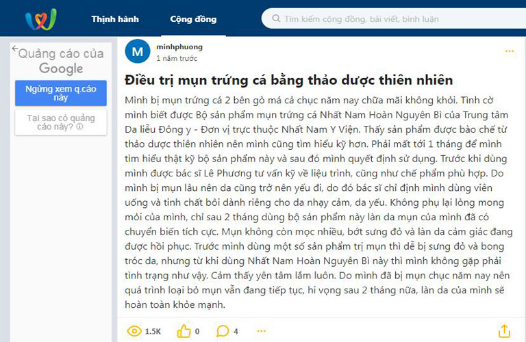 Sau 2 tháng tình trạng da mụn của bạn minhphuong đã được cải thiện đáng kể