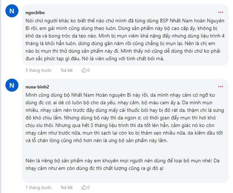 Nhiều tài khoản cũng đánh giá cao hiệu quả của liệu trình trị mụn thảo dược này