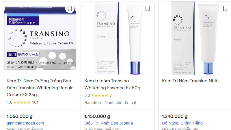 Giá bán của kem trị nám có sự khác biệt tùy từng shop